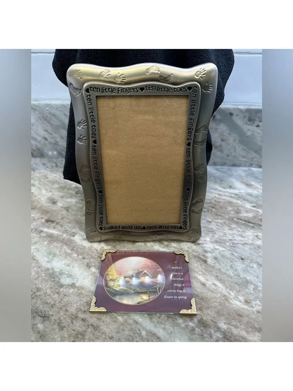 Baby Picture Frame by Malden International Designs Pewter 4x6 + Thomas Kinkade